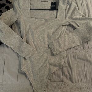 Abercrombie & Fitch Light Gray Square Neck Bodysuit